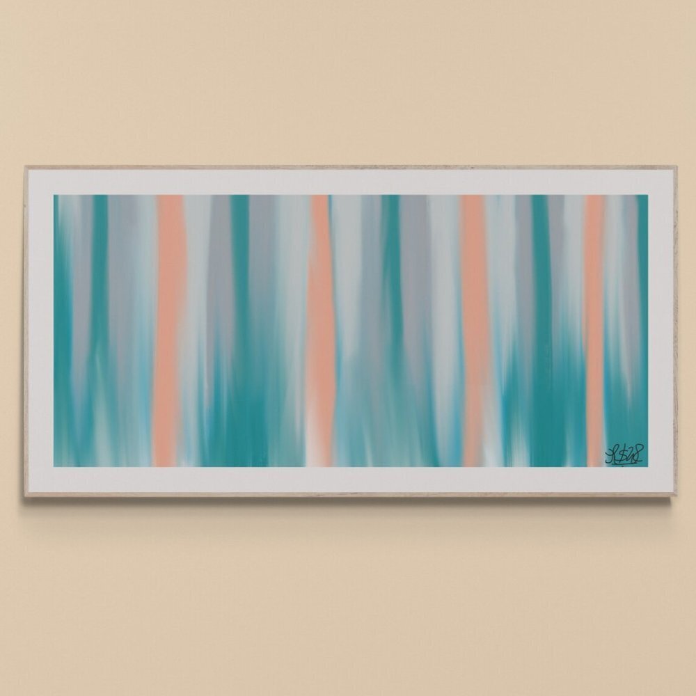 Blue and Peach Absract Art | Modern Wall Art Decor | Minimalist Digital Prints